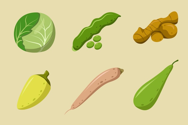 Vector conjunto de colección de elementos vegetales.