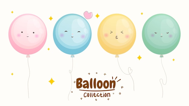 Conjunto de colección de emoji de globo lindo vector premium