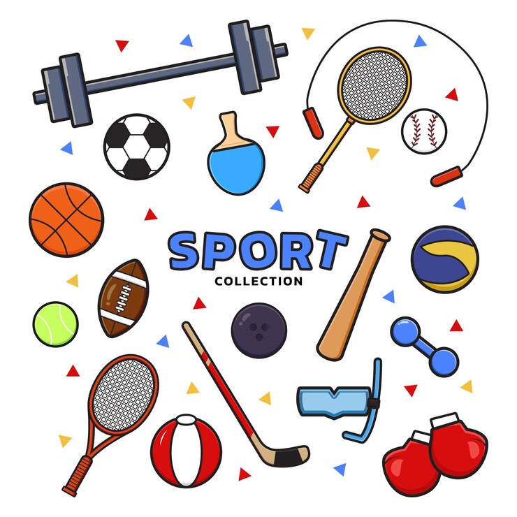 Vector conjunto de colección de equipos deportivos dibujos animados clip art icono ilustración diseño plano estilo de dibujos animados