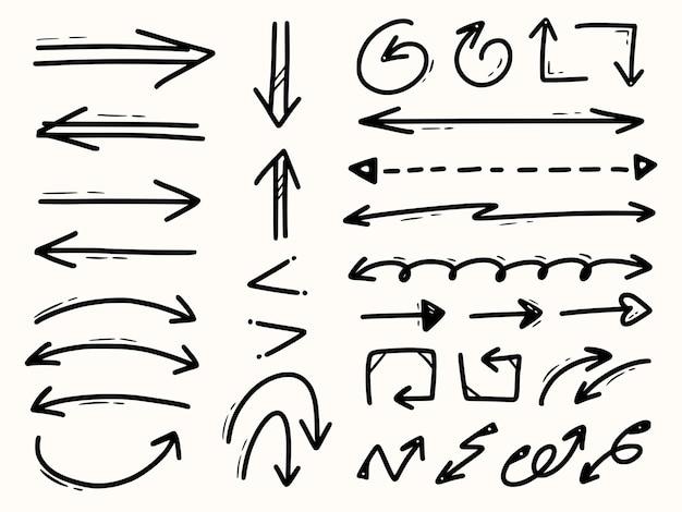 Vector conjunto de colección de flechas de dibujo a mano