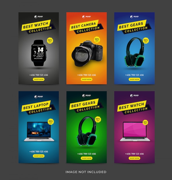 Vector conjunto de colección de gadgets de historias de instagram