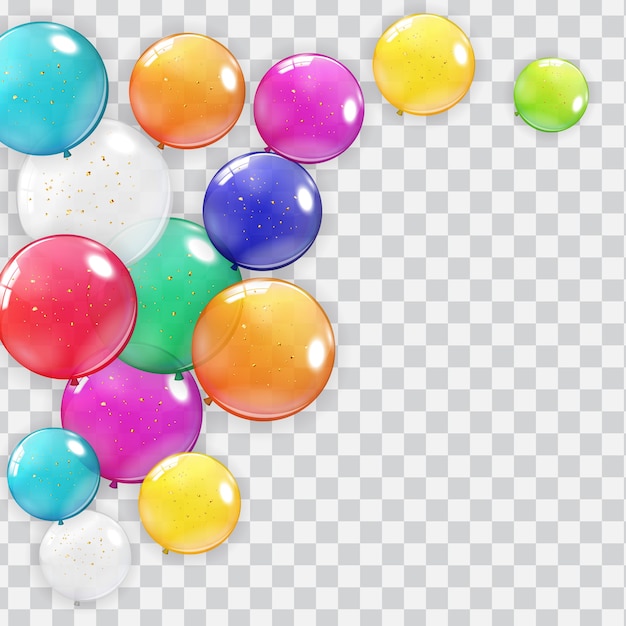 Conjunto de colección de globos realista aislado sobre fondo transparente.