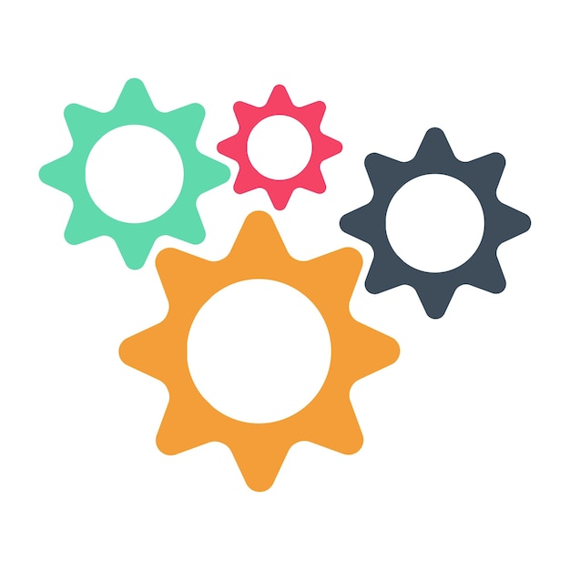 Conjunto de colección de iconos de rueda dentada de engranajes. Engranaje colorido para técnicos o mecánicos. ilustración vectorial