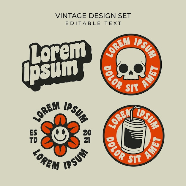 conjunto de colección de ilustración de diseño de insignias vintage