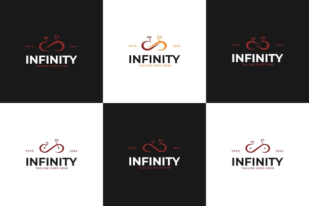 Conjunto de colección de infinito y bicicleta diseño de logotipo idea de plantilla de ilustración vectorial