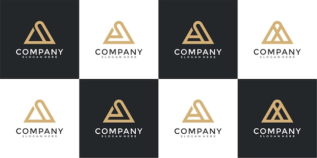 conjunto de colección inicial letra a plantilla de diseño de logotipo