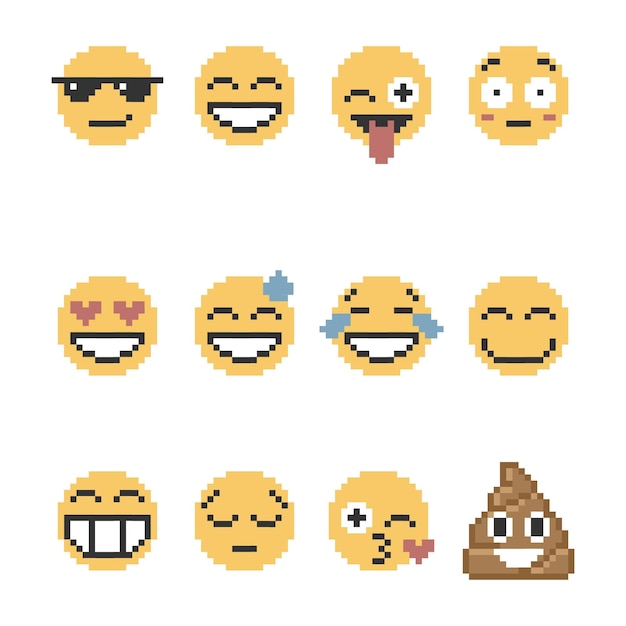 Conjunto de colección de juego retro icono de píxel de 8 bits emoticono emoji concepto retro