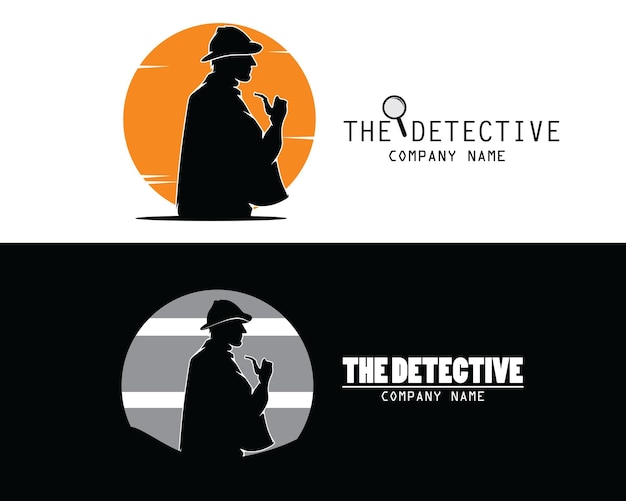 Conjunto de colección de logo de silueta de detective joven