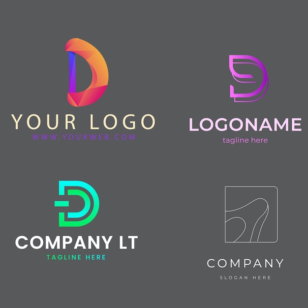 Conjunto de colección de logotipo de la letra d con concepto colorido para la empresa