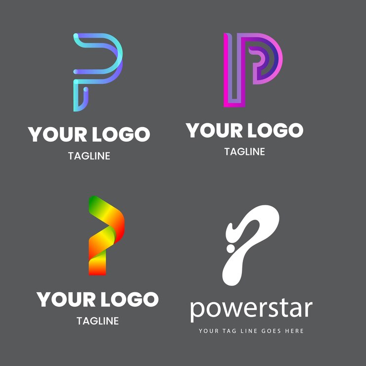 Vector conjunto de colección de logotipo de la letra p con concepto colorido para la empresa