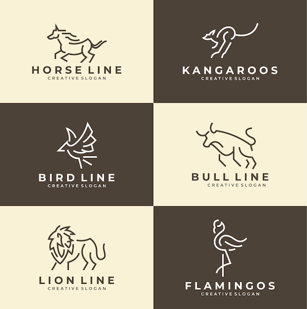 Conjunto de colección de logotipo minimalista animal simple