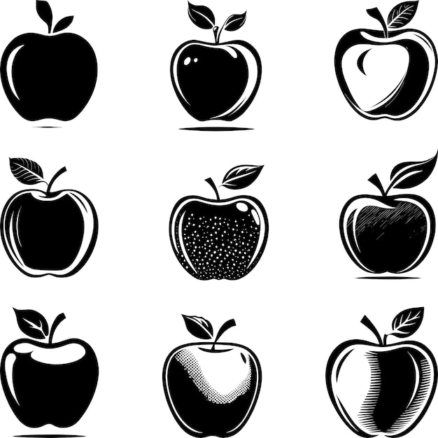 Conjunto de colección de logotipos de Apple Diseño monocromático