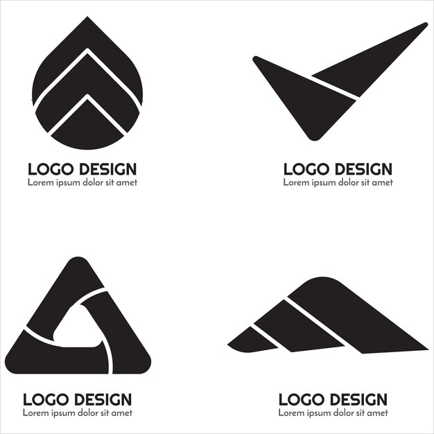 Conjunto de colección de logotipos en blanco y negro Vector editable completo