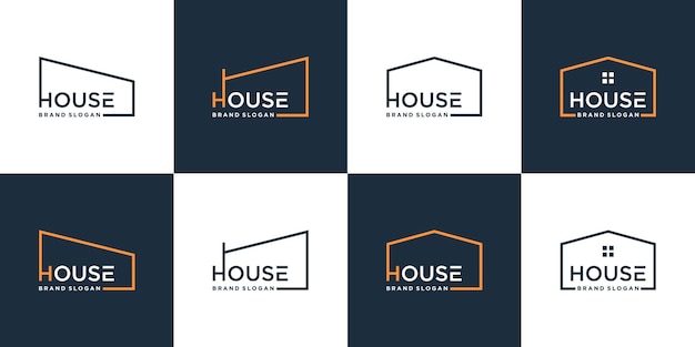 Conjunto de colección de logotipos de casas minimalistas con concepto moderno vector premium