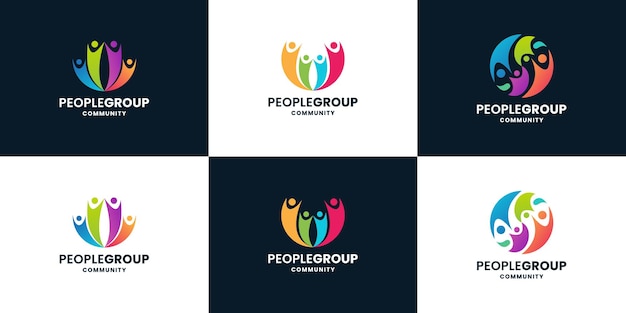 Conjunto de colección de logotipos de familias humanas.