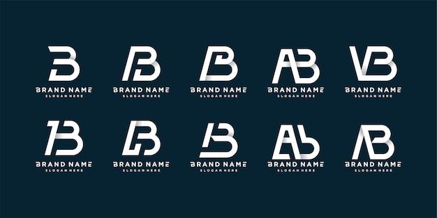 Conjunto de colección de logotipos de la letra B con un estilo limpio, atrevido y único