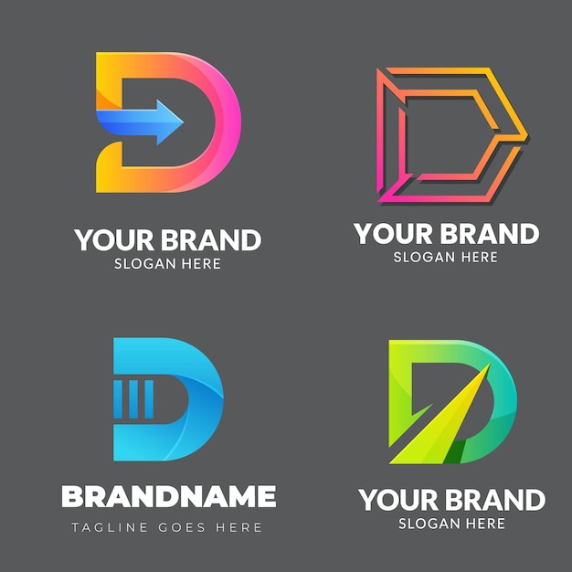Conjunto de colección de logotipos de letra d con concepto colorido para empresa