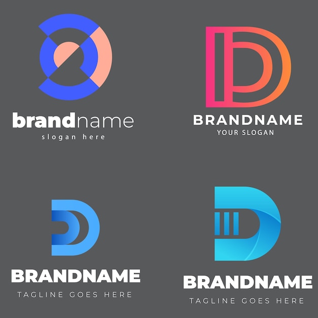 Conjunto de colección de logotipos de letra d con concepto colorido para empresa