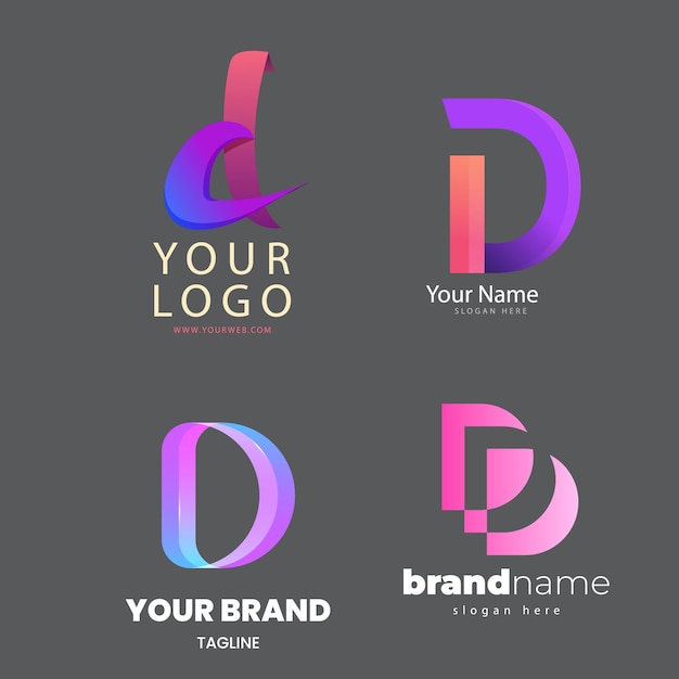 Conjunto de colección de logotipos de letra d con concepto colorido para empresa