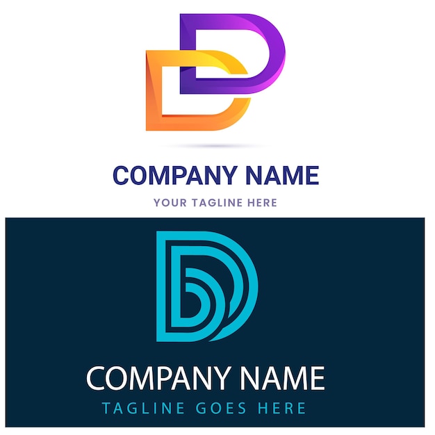 Conjunto de colección de logotipos de letra d con concepto colorido para empresa