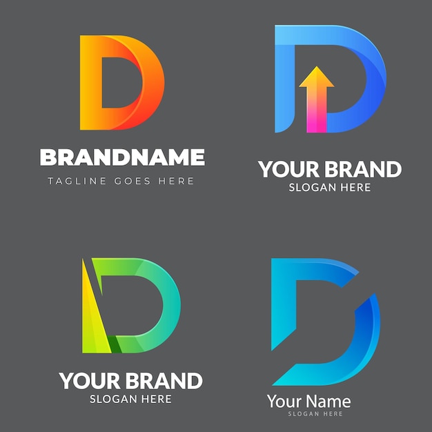 Conjunto de colección de logotipos de letra d con concepto colorido para empresa