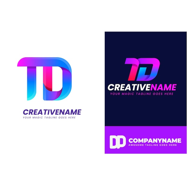 Conjunto de colección de logotipos de letra d con concepto colorido para empresa