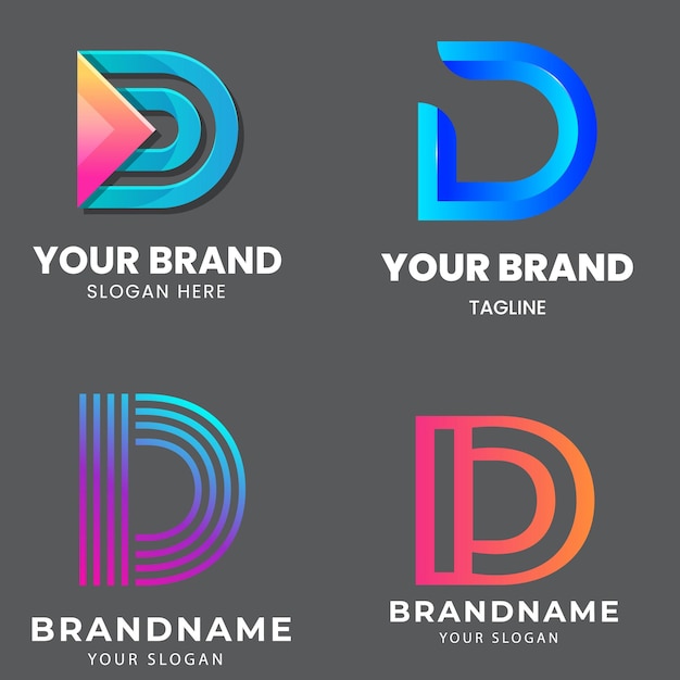 Conjunto de colección de logotipos de letra d con concepto colorido para empresa