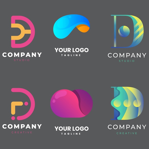 Conjunto de colección de logotipos de letra d con concepto colorido para empresa