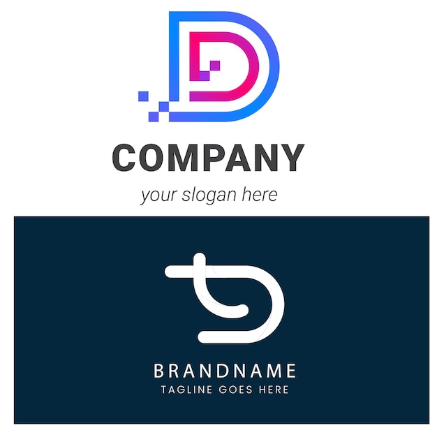 Conjunto de colección de logotipos de letra d con concepto colorido para empresa