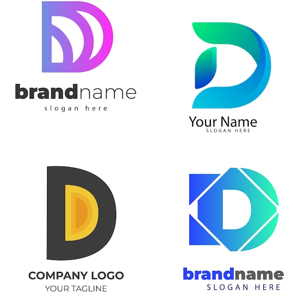 Conjunto de colección de logotipos de letra d con concepto colorido para empresa