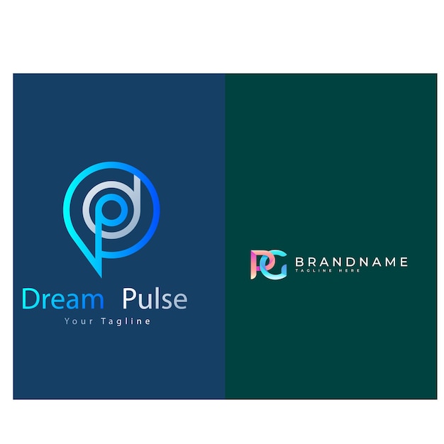 Conjunto de colección de logotipos de letra p con concepto colorido para empresa