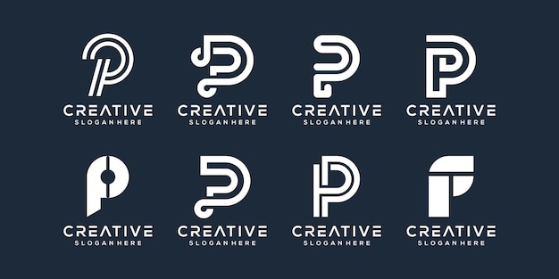 Conjunto de colección de logotipos de letra p