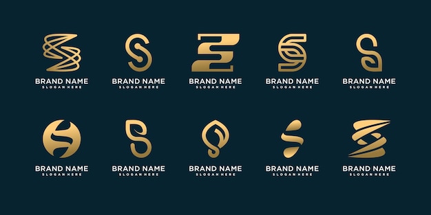 Conjunto de colección de logotipos de letra s con concepto creativo único vector premium