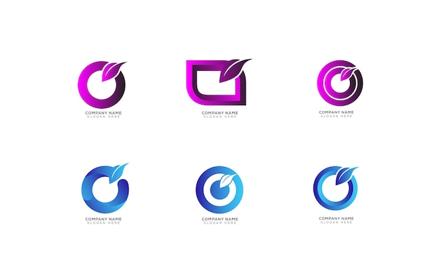Conjunto de colección de logotipos Q degradados coloridos