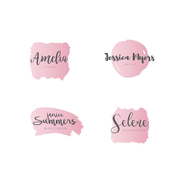 Vector conjunto de colección de logotipos de textura degradada rosa