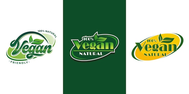 Conjunto de colección de logotipos veganos