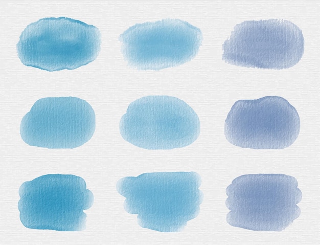 Conjunto de colección de manchas azules abstractas de acuarela Splash Vector Premium