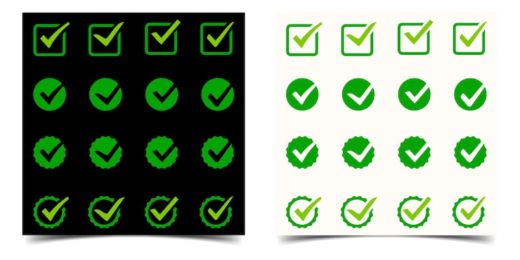 Conjunto de colección de marca de verificación o marca de verificación aislado