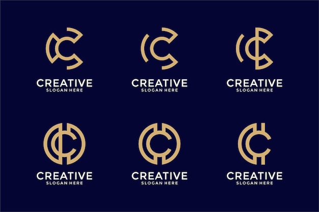 conjunto de colección monograma letra c plantilla de diseño de logotipo