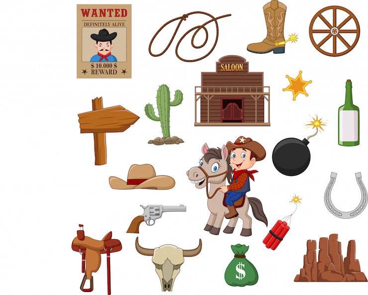 Vector conjunto de colección oeste salvaje oeste