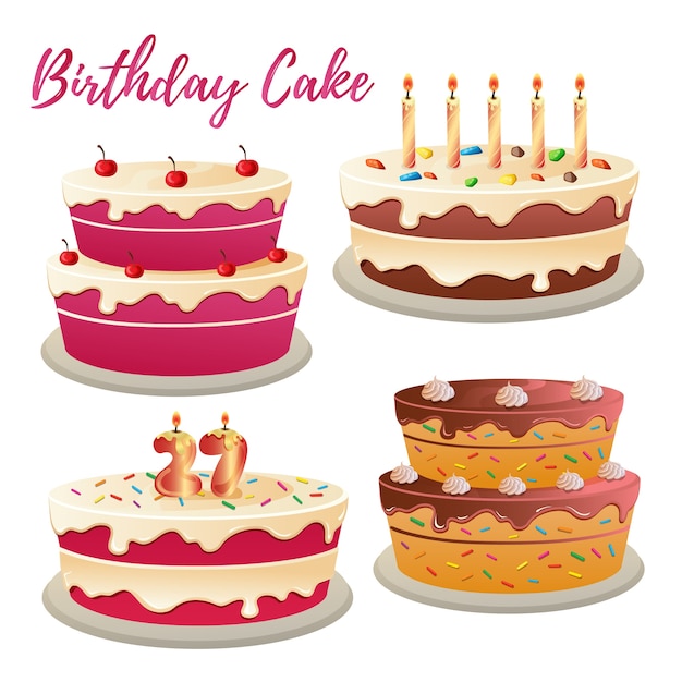 conjunto de colección de pastel de cumpleaños