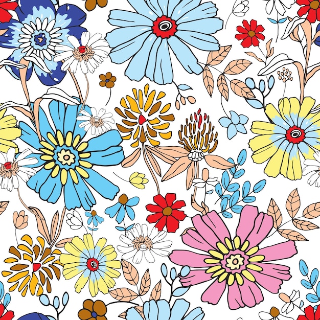 Conjunto de colección de patrones sin fisuras de flores diseño para estampados textiles vector