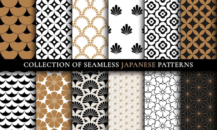 Vector conjunto de colección de patrones sin fisuras tradicionales asiáticos japoneses