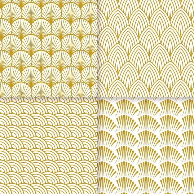 Conjunto de colección de patrones planos art deco