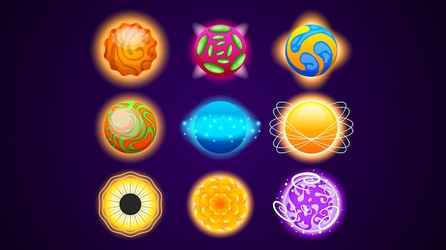 Conjunto Colección De Planetas De Color Espacio Galaxia Universo Vector
