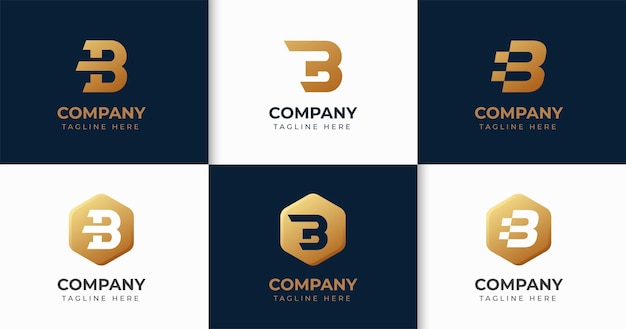 Conjunto de colección de plantillas de diseño de logotipo de letra B creativa