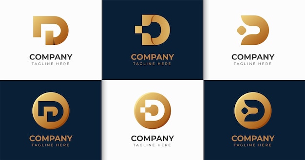 Conjunto de colección de plantillas de diseño de logotipo de letra creativa DA
