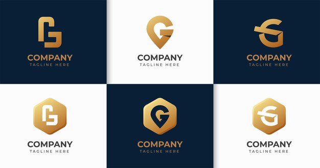 Conjunto de colección de plantillas de diseño de logotipo de letra G creativa