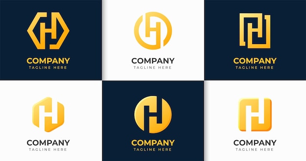 Conjunto de colección de plantillas de diseño de logotipo de letra H creativa