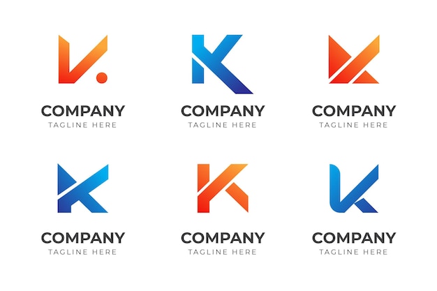 Conjunto de colección de plantillas de diseño de logotipo de letra k abstracto creativo